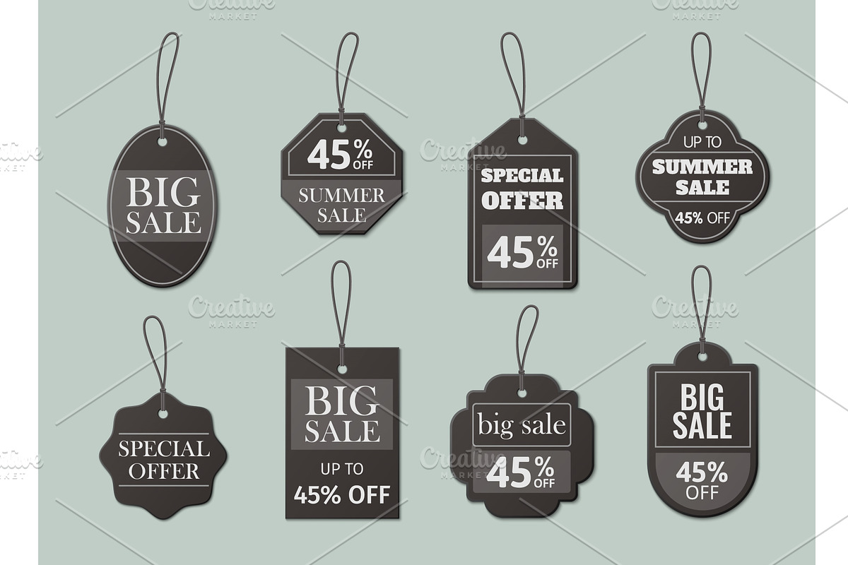 Black retail price tag set with, an Object Illustration by art PVP - market