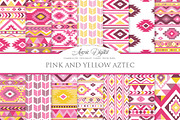 Pink and Yellow Aztec Digital Paper, a Texture Graphic by Avenie Digital (Thumbnail 1 of 4)