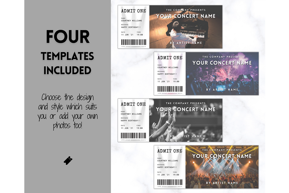 Editable Concert Ticket Template, a Templates & Theme by Templatables (Photo 5 of 7)