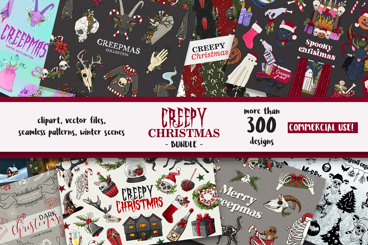 CREEPY Christmas Bundle, an Illustration by SecondOfJuly (Photo 1 of 6)