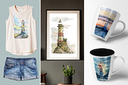 Lighthouse. Watercolor. Ready print., a Texture Illustration by Novikova Lida (Thumbnail 4 of 4)