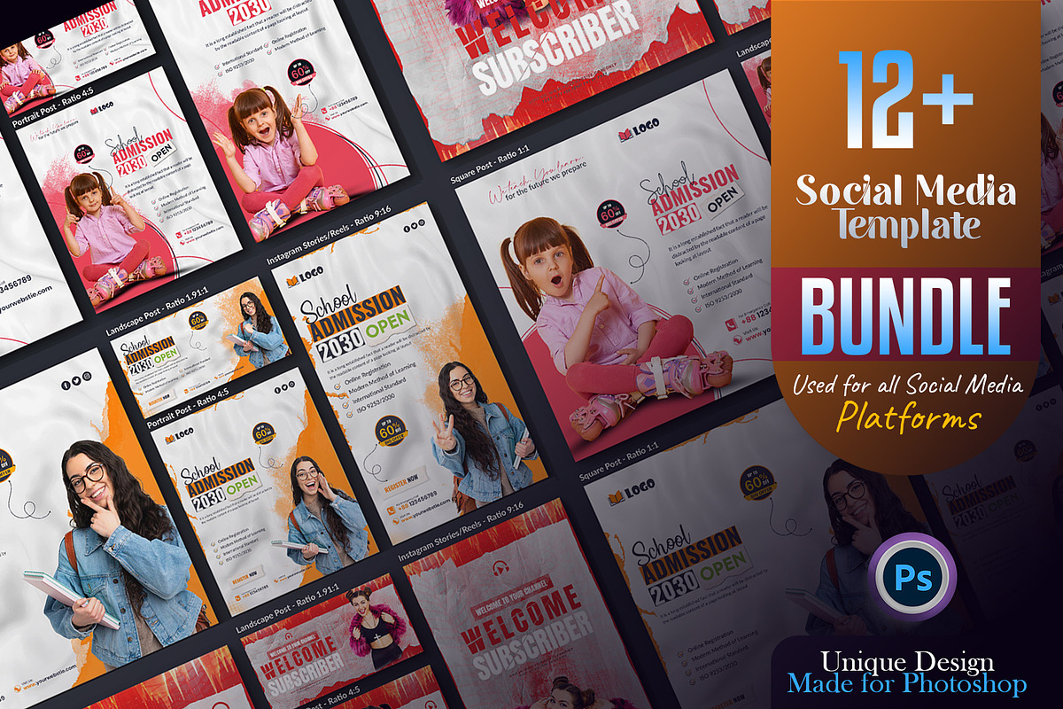 School admission social media post, a Social Media Template by Creative_View (Photo 1 of 8)
