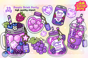 Purple Drink Party Clipart, a Food Illustration by K.JackArtwork