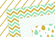 Mint And Gold Patterns Digital Paper, a Pattern Graphic by AzmariDigitals (Thumbnail 4 of 4)