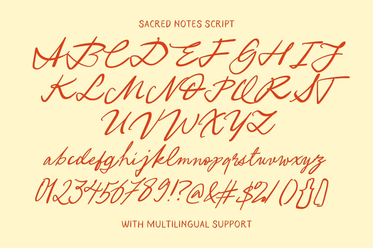 Sacred Notes Duo Whimsical Font, a Script Font by Letterhend Studio (Photo 9 of 9)