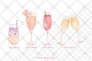 Floral Champagne Clipart, a Decorative Illustration by greywalnutstudio (Thumbnail 2 of 5)