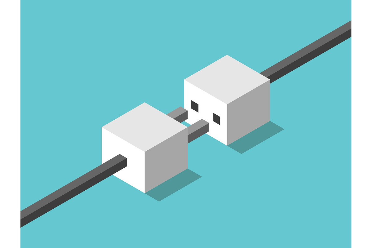 Isometric plug, socket disconnected, a Technology Illustration by inimalGraphic