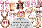 Watercolor Western Clipart, a Seasonal Illustration by CitraGraphics (Thumbnail 1 of 4)