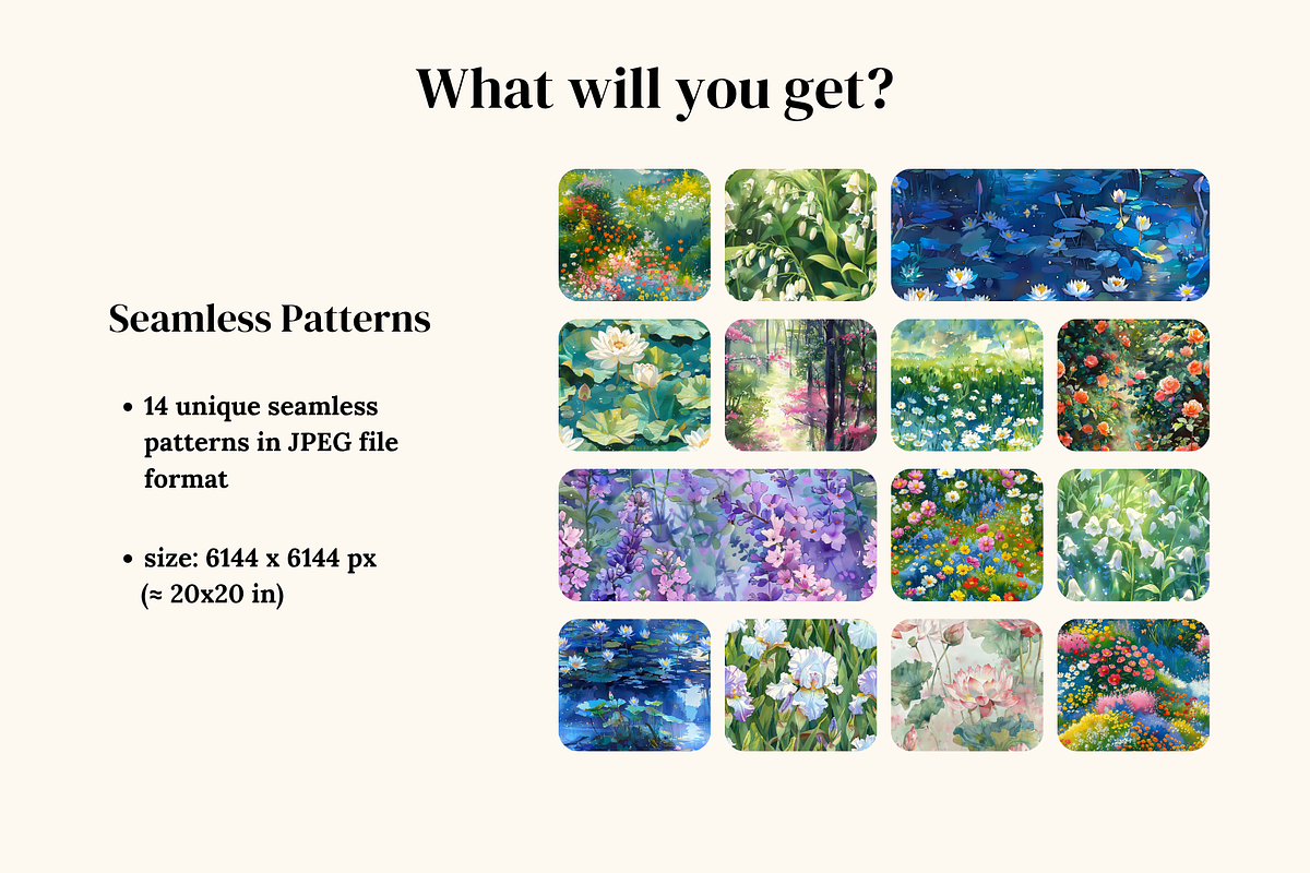 14 Dreamy Garden Patterns, a Pattern Graphic by Ninterints (Photo 2 of 14)