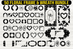 50 Heart Floral Frame & Wreath, an Illustration by BIPLOB EXPERT