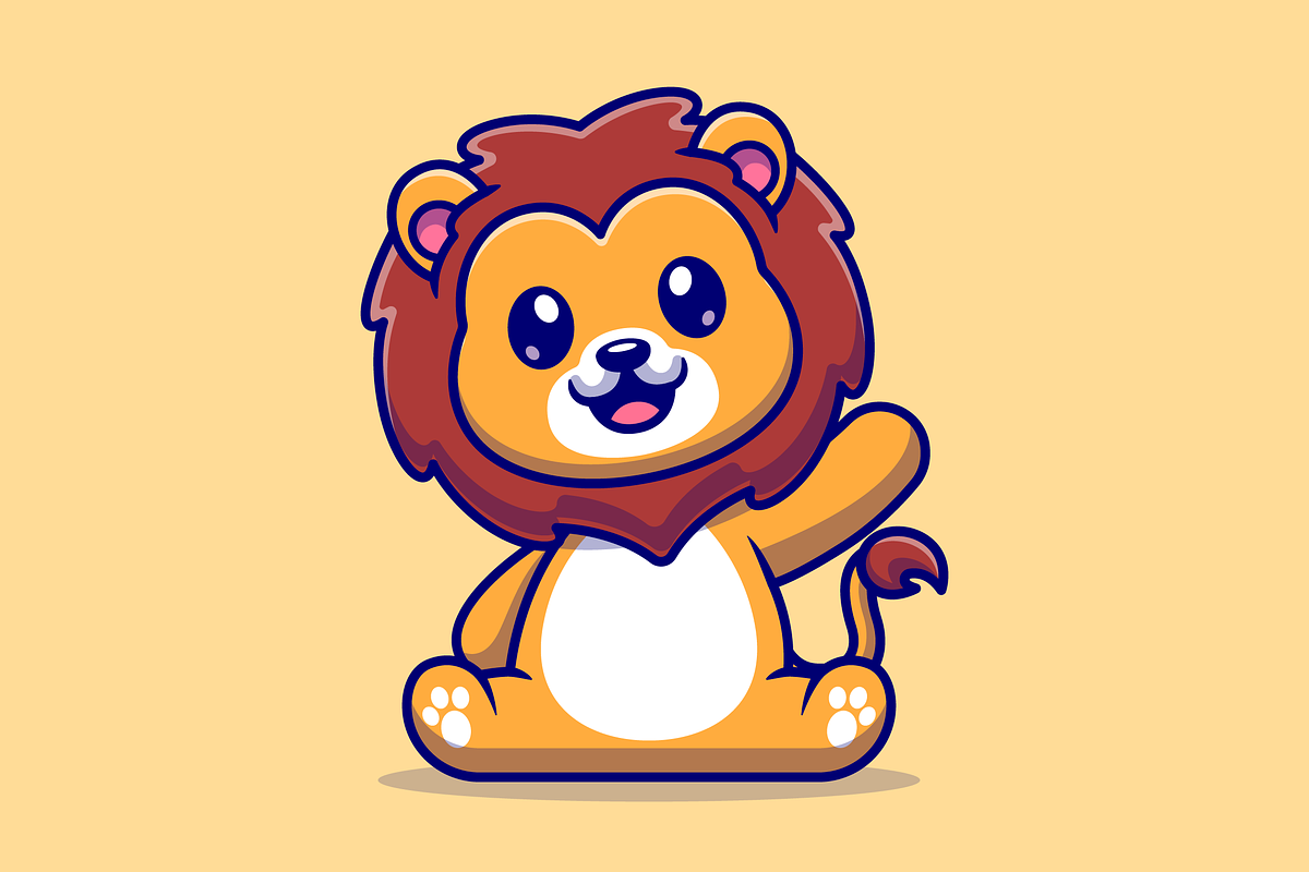 Cute Lion Sitting Cartoon, an Animal Illustration by Catalyst Labs