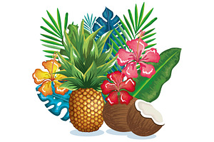 Tropical Garden With Pineapple And