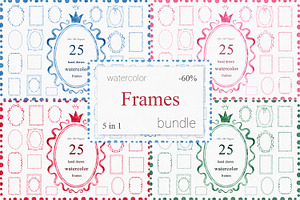 Frames Bundle Hand-Drawn Watercolor