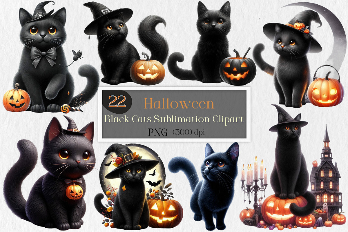 Cat Black Halloween Sublimation, an Illustration by Creative Art (Photo 1 of 5)