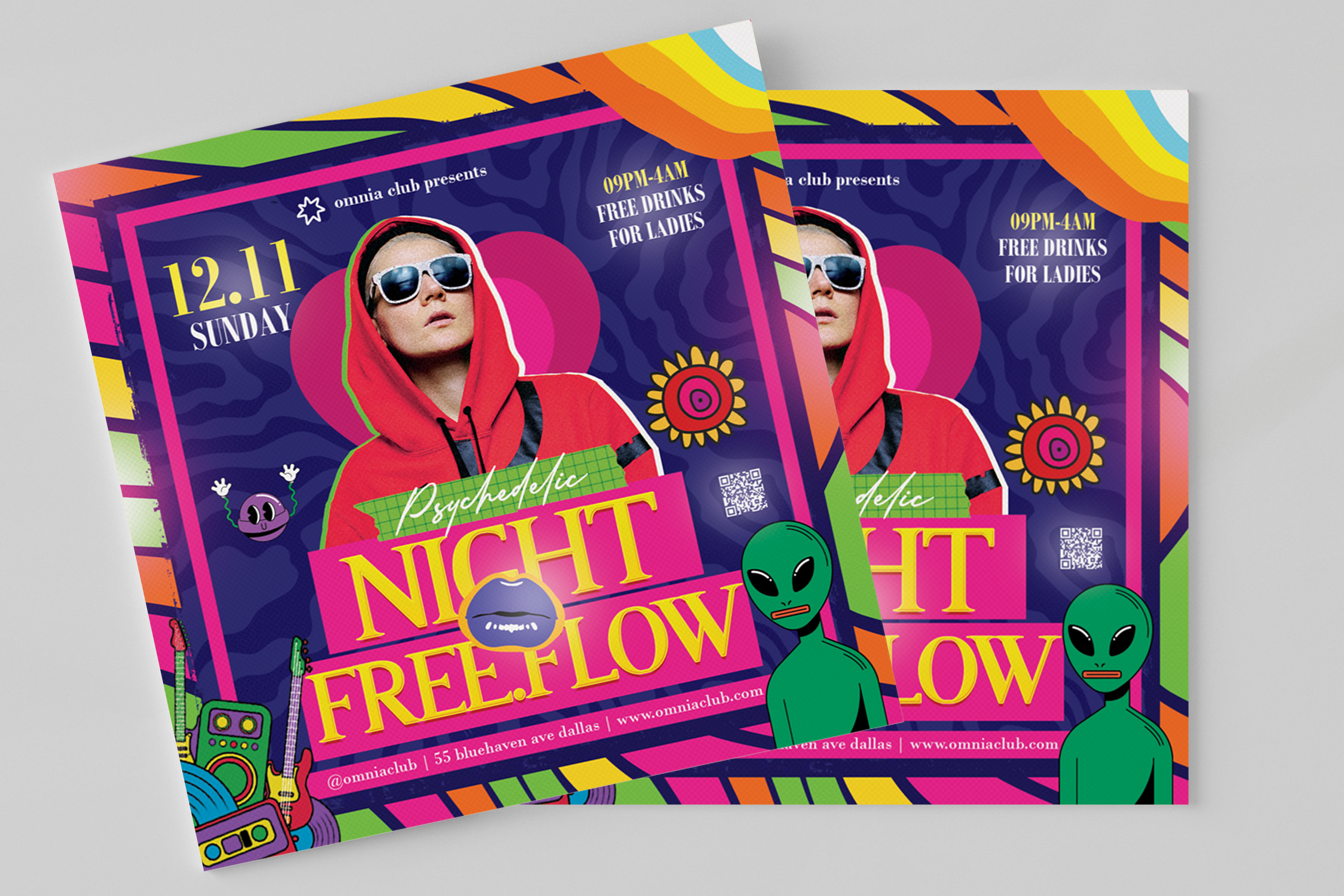 Psychedelic Party Flyer, a Flyer Template by Design Addict