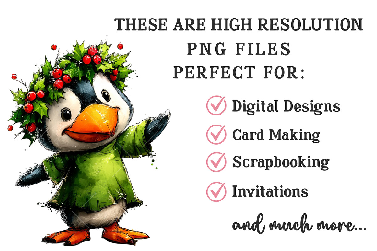 Quirky Christmas Penguin Clipart, an Illustration by OK Design (Photo 4 of 6)