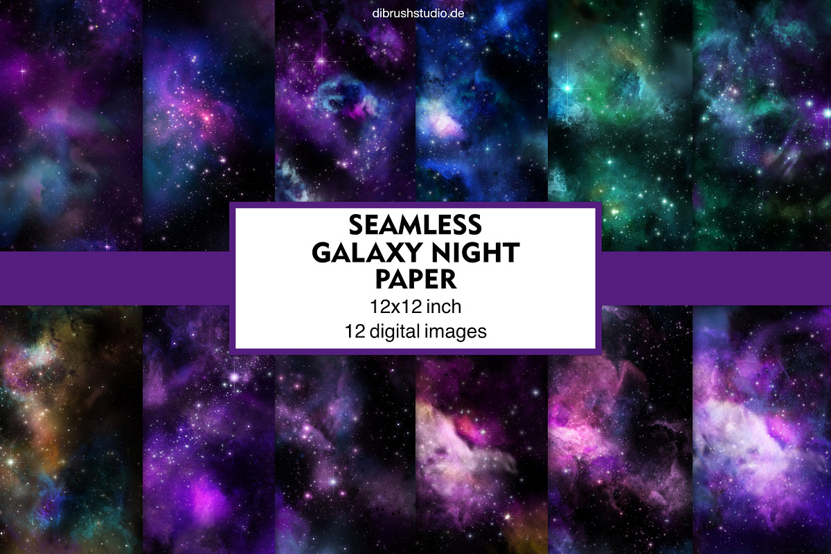Seamless Galaxy Night Texture, a Pattern Graphic by DiBrush Studio (Photo 1 of 6)
