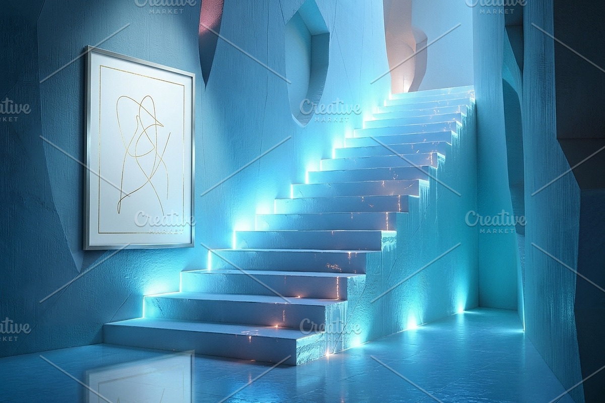 Futuristic Glowing Neon Ice Stairs, a Background Photo by Aura Canyon HQ (Photo 5 of 9)
