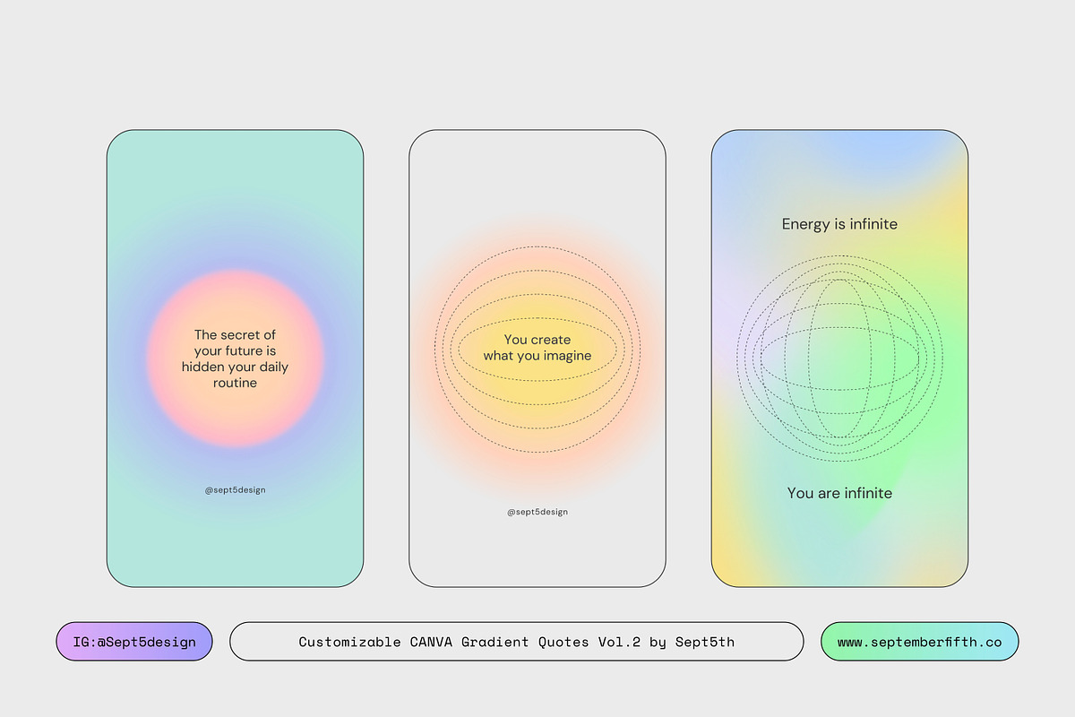 CANVA Aura Gradient Quotes BUNDLE, a Social Media Template by September 5th (Photo 7 of 21)