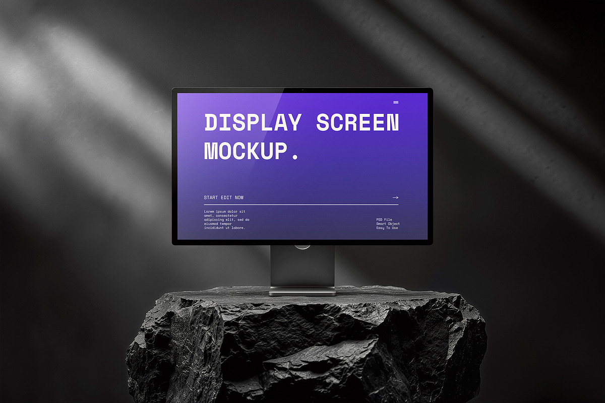 5 Mockups Desktop Display Black Rock, a Mac Mockup by smishura (Photo 2 of 9)