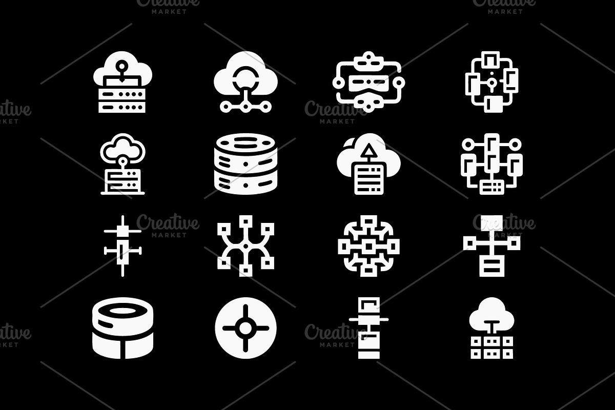 Tech Cloud Data Server Icons Bundle, a Solid Icon by Vectorium Studio (Photo 21 of 24)