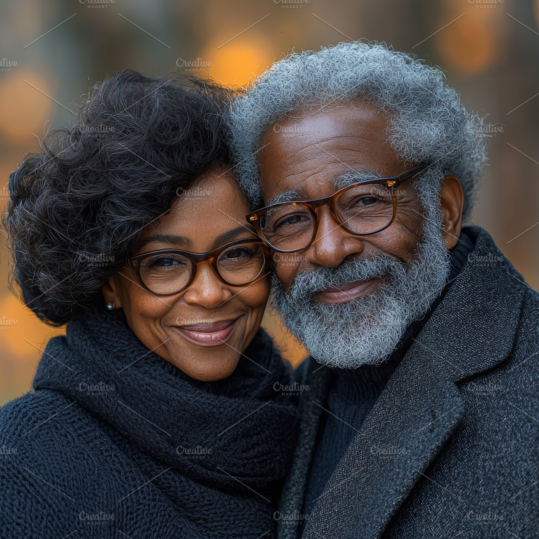 Warm Portrait of a Happy Elderly Couple Smiling Together Outdoors, a Photo by AS photostudio