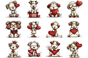 Quirky Valentines Dogs Clipart, an Illustration by Designking (Thumbnail 3 of 5)