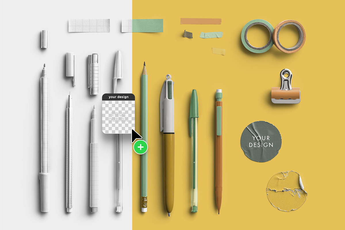 Saffron Markers & Washi Toolkit Pack, a Merchandise Mockup by Custom Scene (Photo 6 of 10)