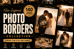 140 Vintage Film Borders, Frames, an Object Graphic by Victoria Bee Presets