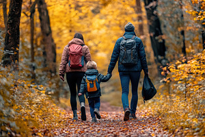 Faceless family walking together, a Photo by Pavel_design