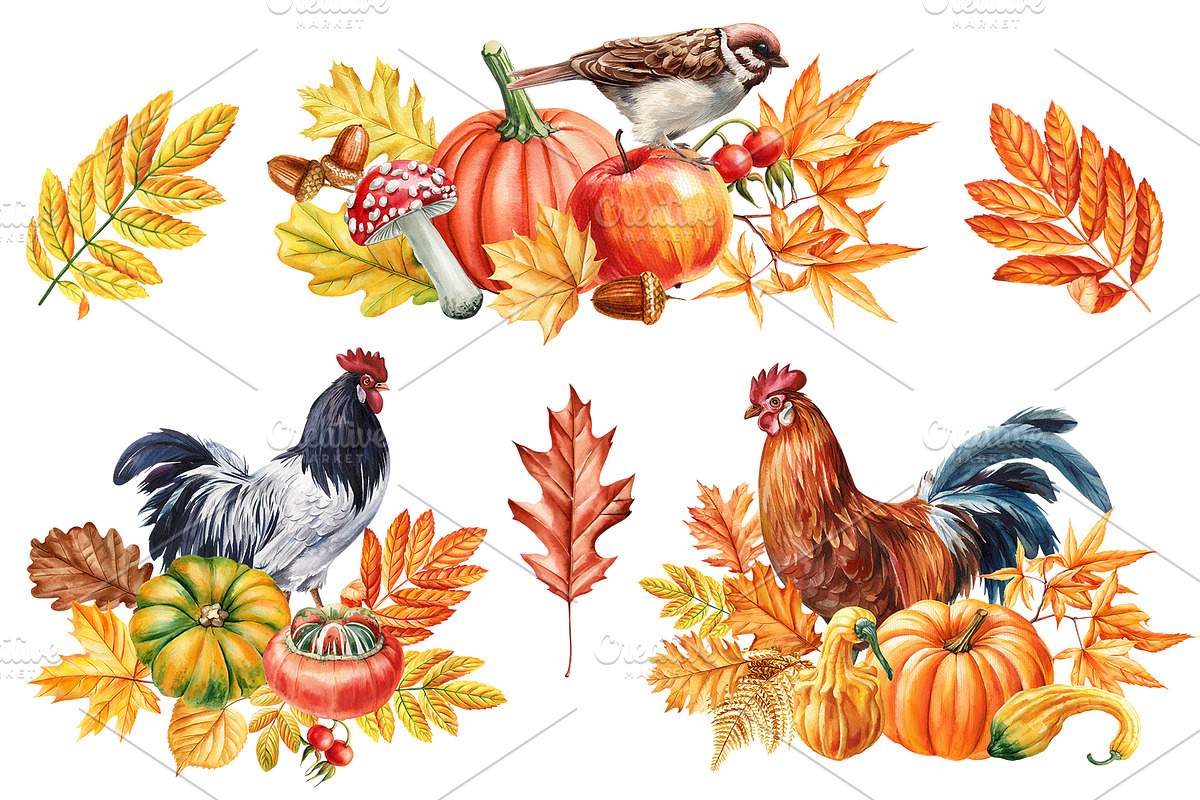 Harvest Thanksgiving fall clipart, a Decorative Illustration by Hanna Hryharenka (Photo 8 of 20)