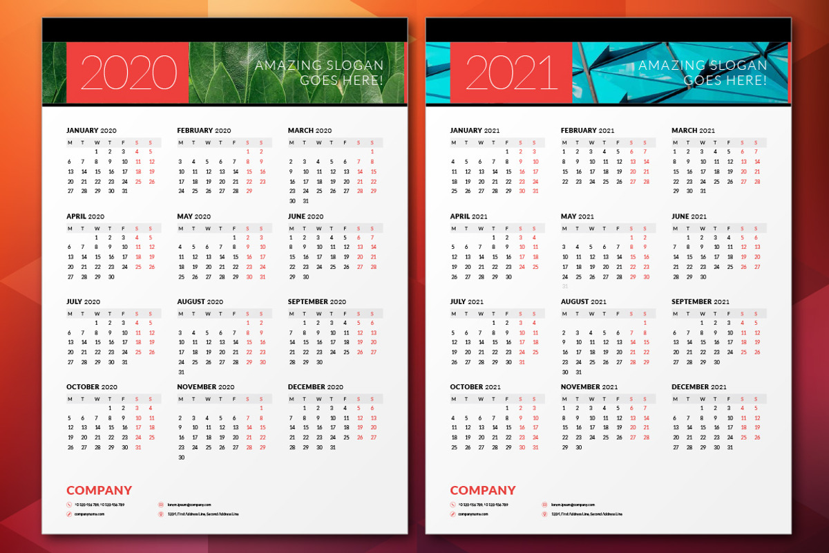 Wall Calendar 2020, a Stationery Template by AntartStock (Photo 5 of 6)