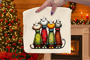 Whimsical Christmas Cats Clipart PNG, an Illustration by Dream Creation (Thumbnail 7 of 8)
