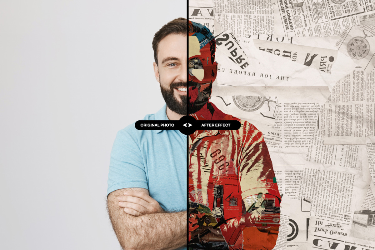 Collage Art Photo Effect, a Layer Style Add-On by dokudokunomi