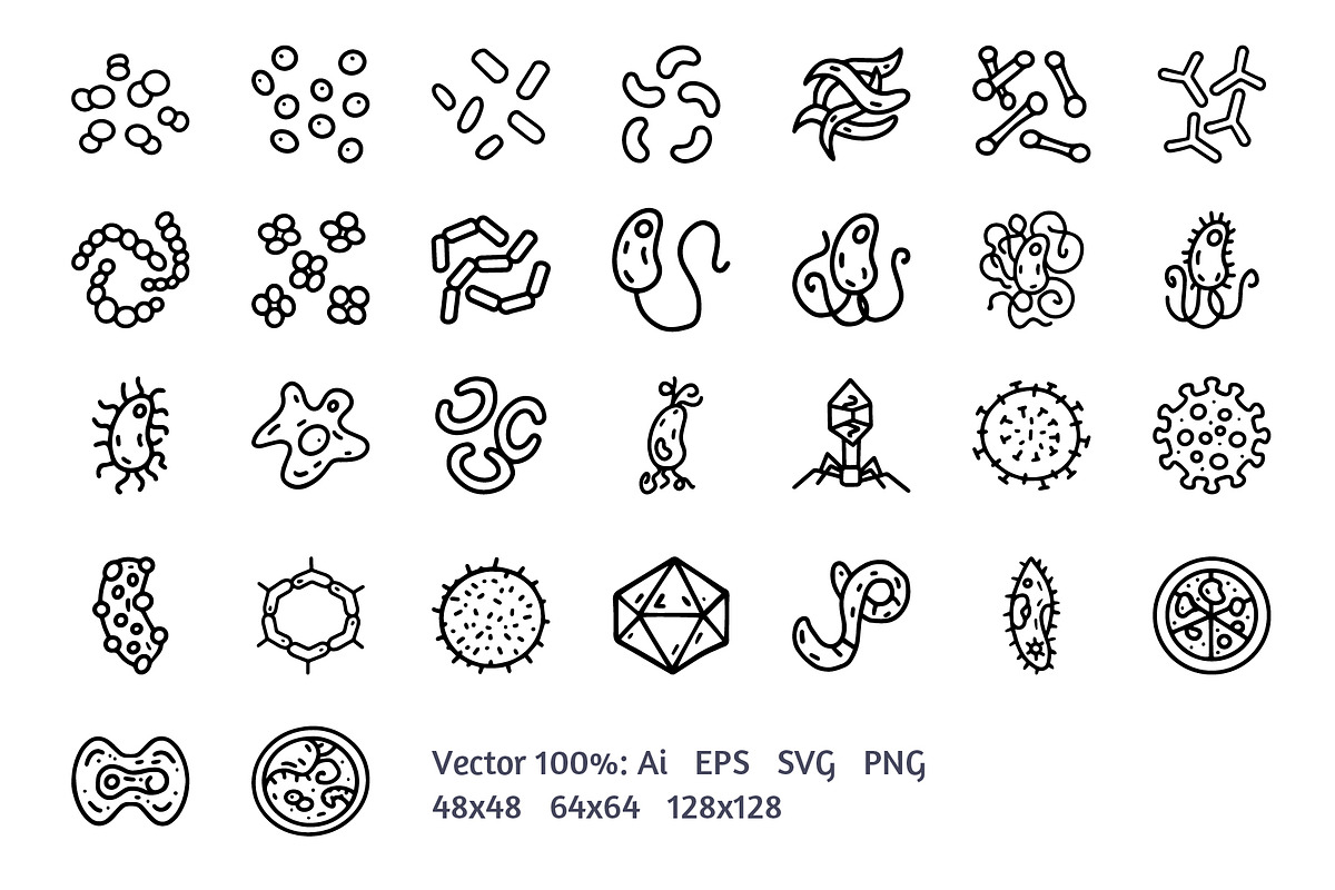 Viruses and bacteria doodle icon, an Outline Icon by YershovOleksandr (Photo 3 of 3)