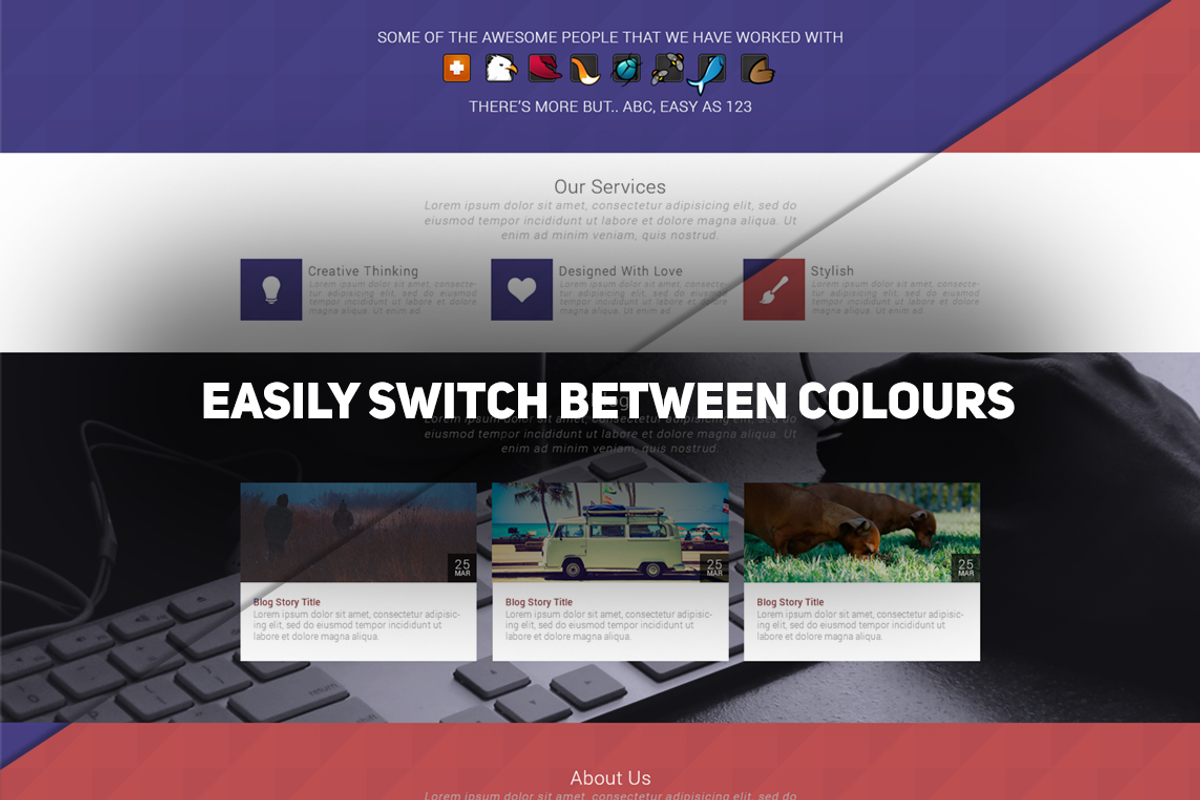 Sliced: PSD One-Page Template, a Landing Page Template by Spuddy (Photo 3 of 4)