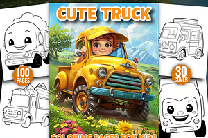 Cute Truck Coloring Pages for Kids, a Stationery Template by Design Station