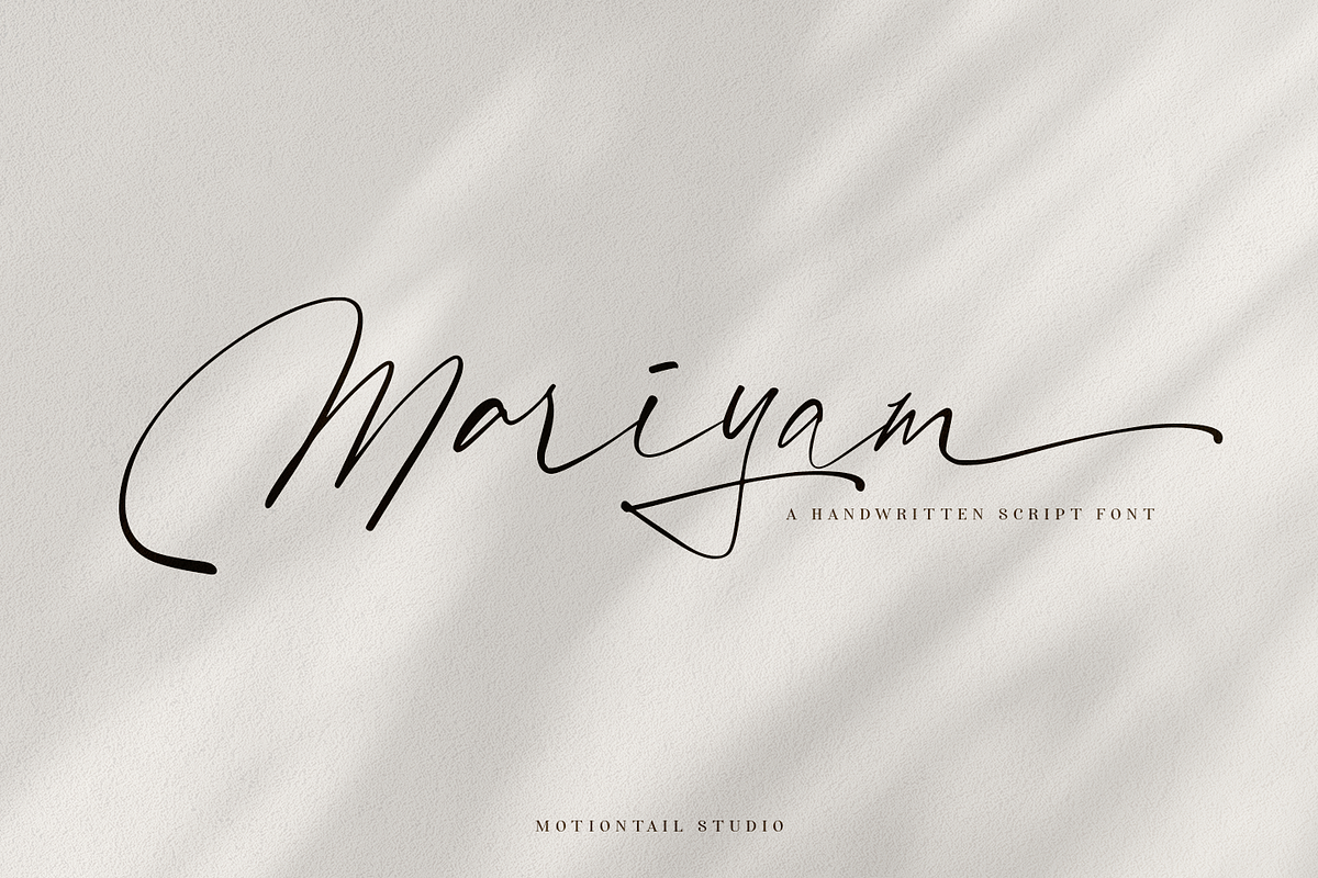 Mariyam, a Script Font by Motiontail Studio (Photo 1 of 12)