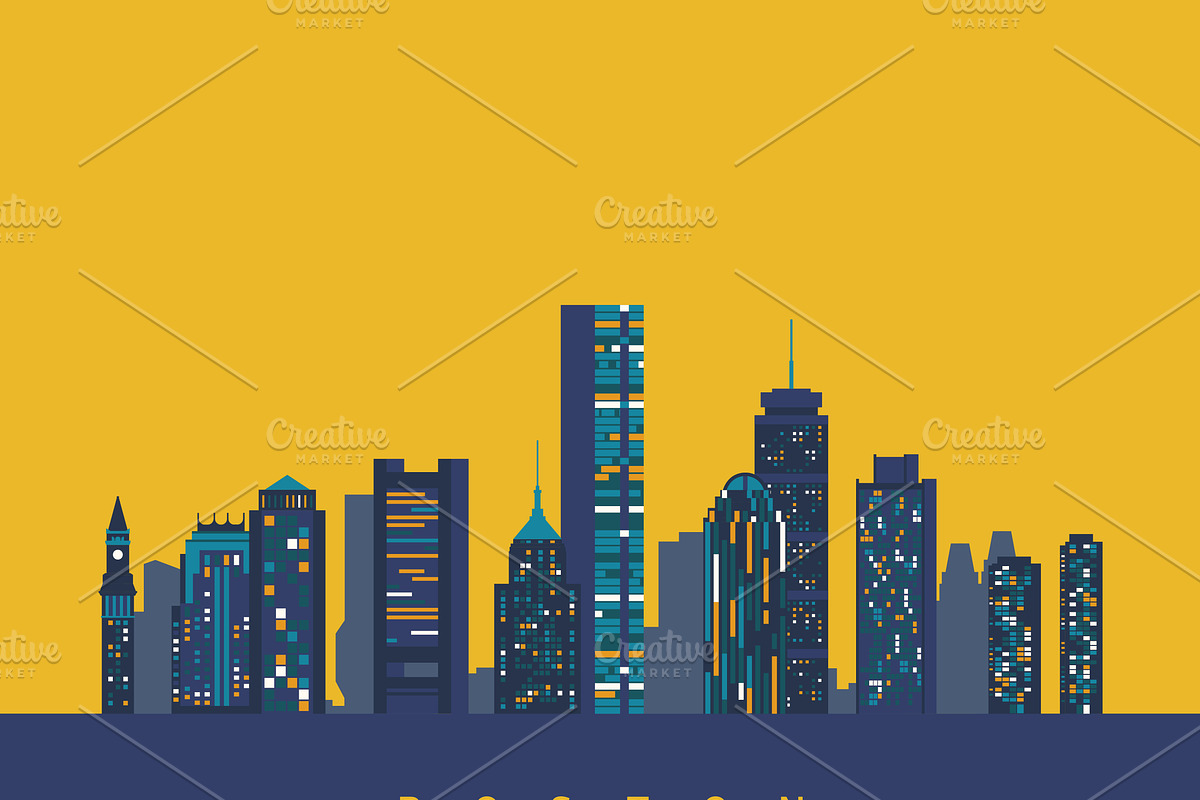 Boston skyline, an Illustration by GlebTagirov (Photo 1 of 2)
