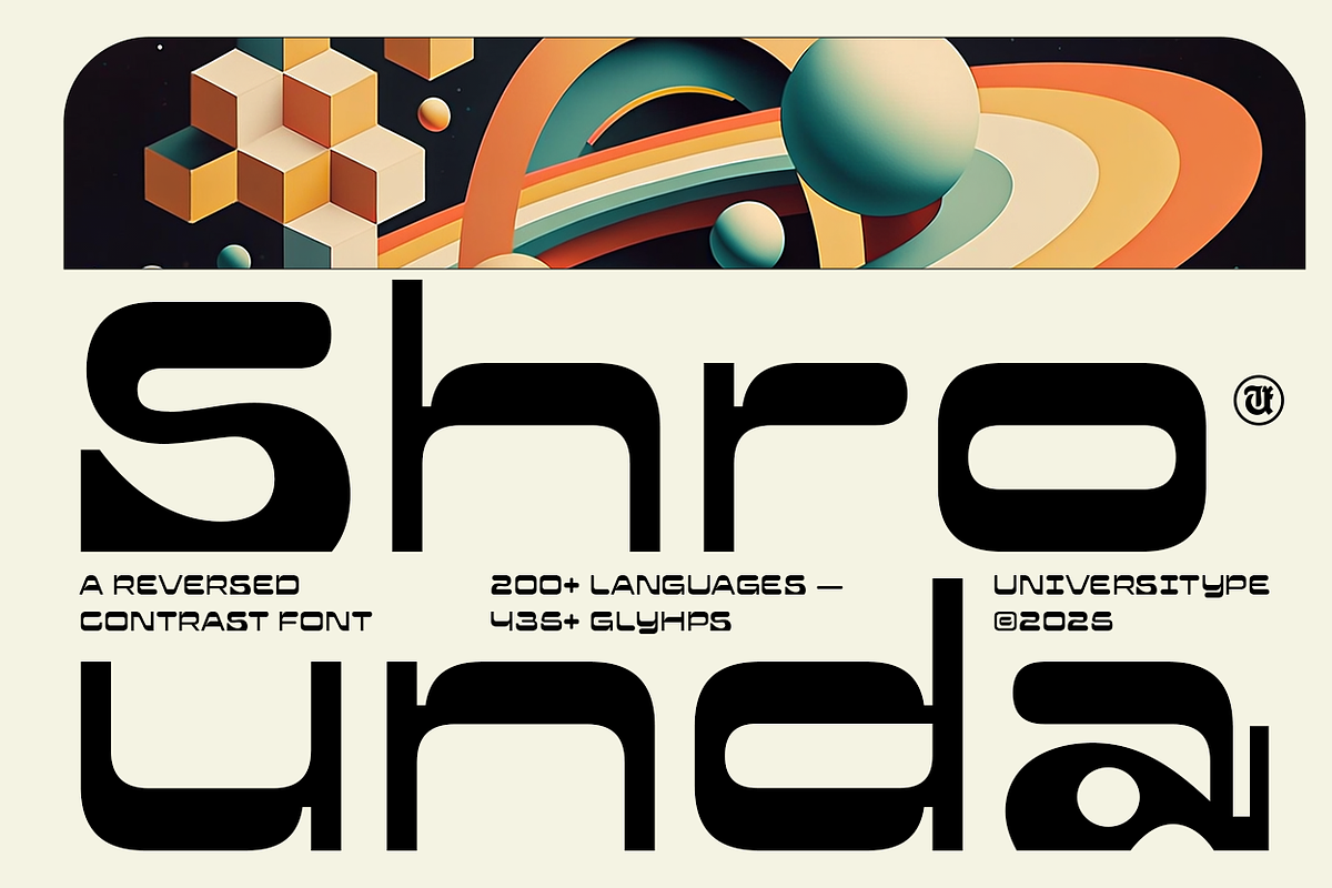 UT Shrounda - Reverse Contrast Font, a Sans Serif Font by Universitype (Photo 1 of 12)