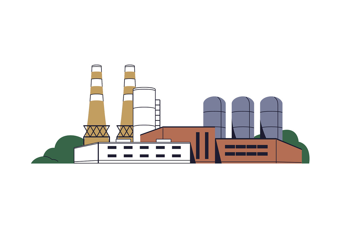 Factories, industry plants set, an Object Illustration by PaperTrident (Photo 6 of 9)