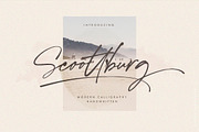 Scoottburg - Modern Calligraphy, a Script Font by Anxiety Studio (Thumbnail 1 of 17)