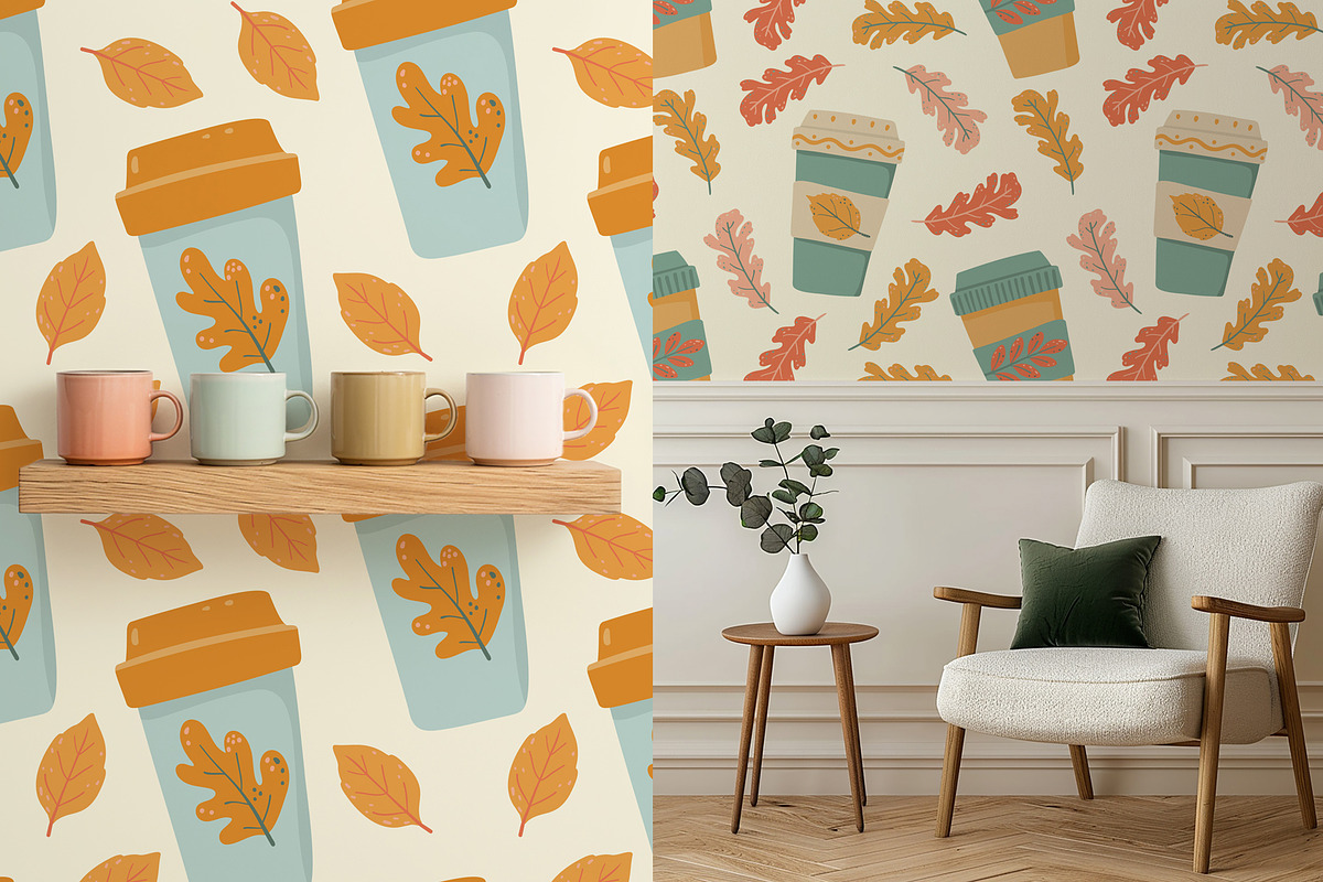 Autumn Coffee patterns & clipart, a Food Illustration by Carpet Tapete Pretzel (Photo 8 of 10)