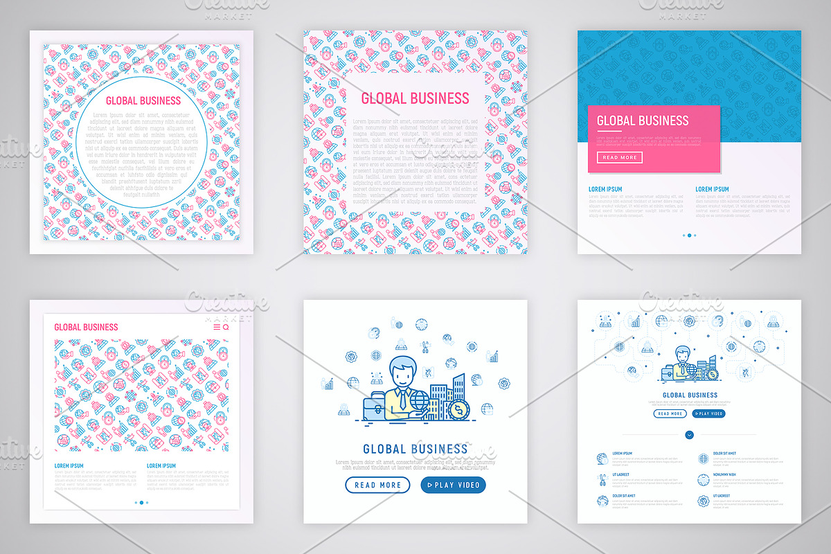Global Business Icons Set Templates, an Outline Icon by Alex Blogoodf (Photo 9 of 10)