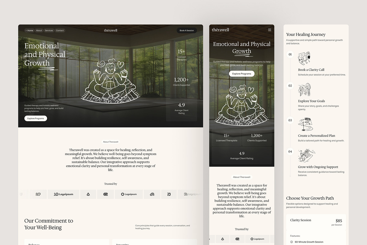 Wellness & Therapy Website UI Figma, an UI Kit Template by peterdraw (Photo 7 of 7)