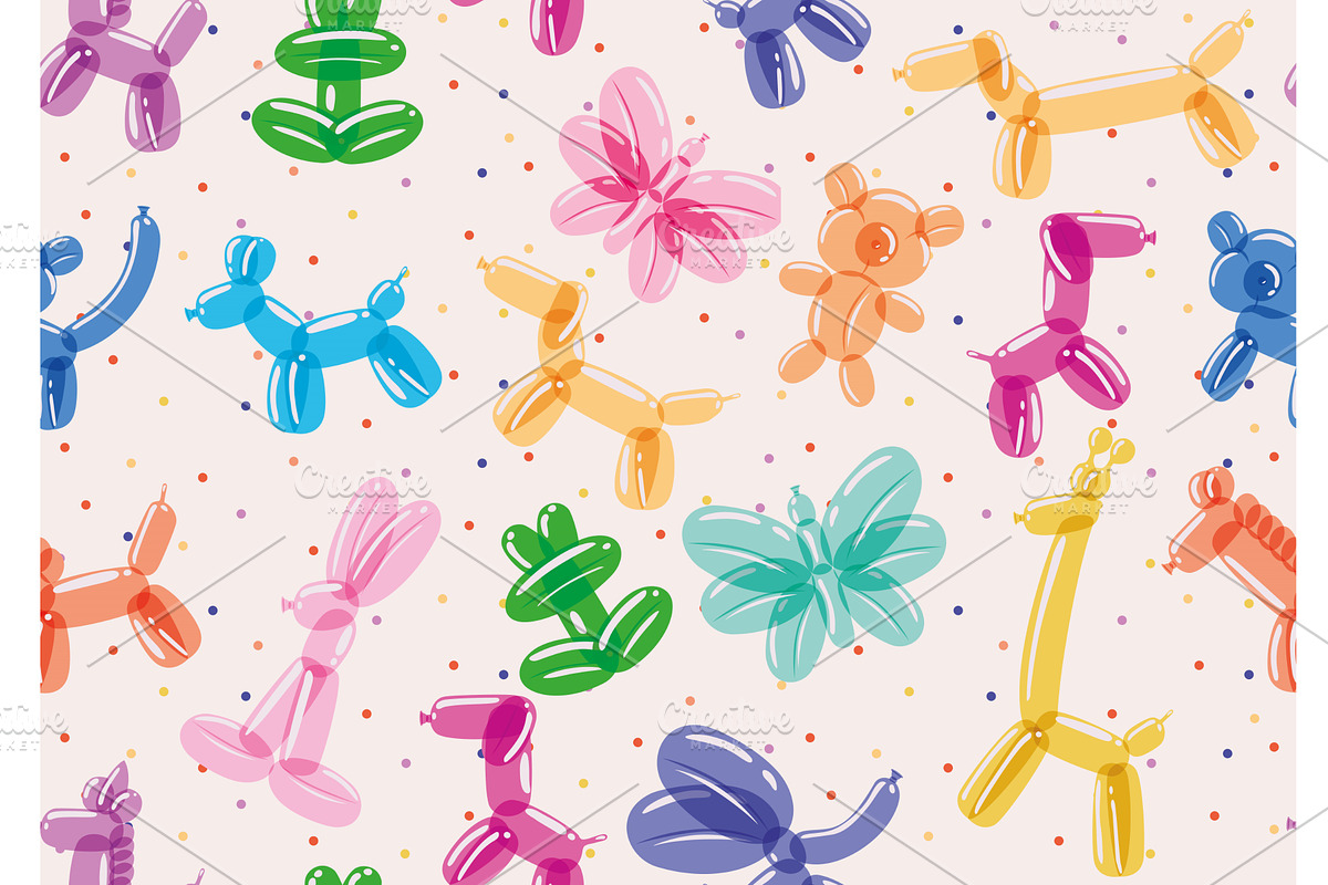 animals balloons seamlees, a Texture Illustration by studiogstock