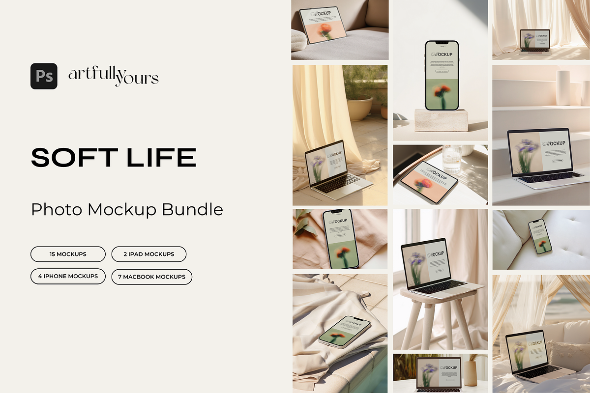 Soft Life | Device Mockup Bundle, a Device Mockup by Artfullyours (Photo 1 of 8)