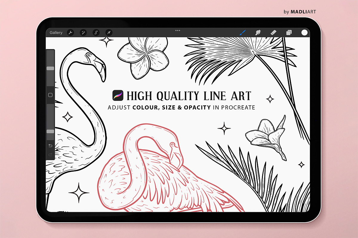 Tropical Flamingo Procreate Stamps, a Shape Add-On by MadliArt (Photo 3 of 5)