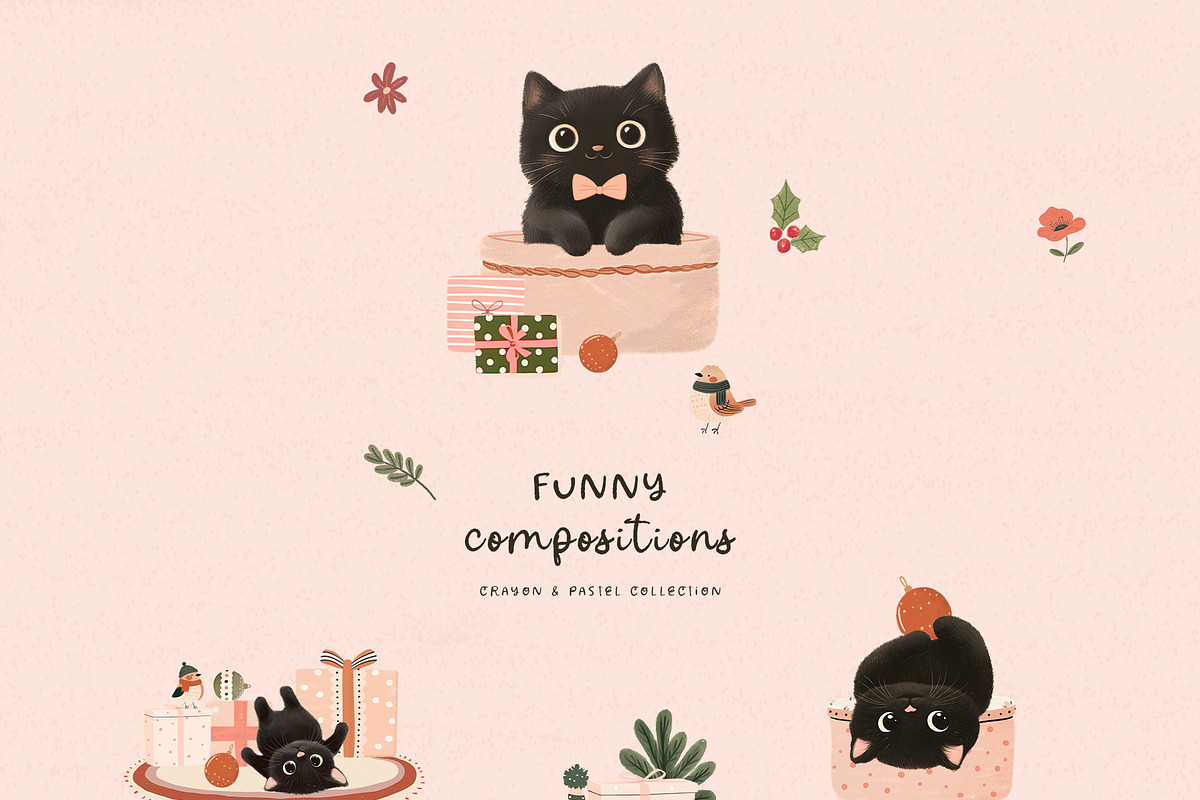 Christmas Curious Cats Collection, a Seasonal Illustration by Muse Artist (Photo 7 of 13)
