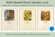 Birth Month Floral Calendar Template, a Stationery Template by Daffodil Dream Studio (Thumbnail 1 of 3)